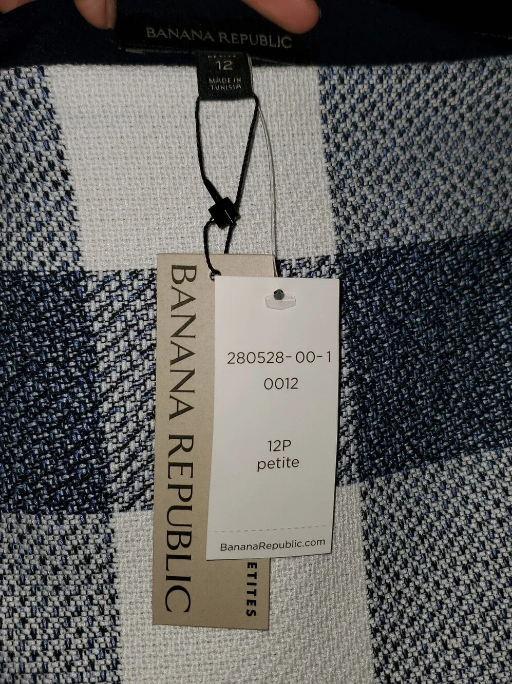 Banana Republic Navy and White Gingham Pencil Skirt